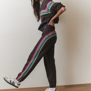 NWT Marine Layer Cloud 9 Fleece Sweatpants Joggers Rainbow Womens Size Large